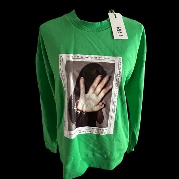 ZGY Denim Oversized Graphic Sweatshirt Size Large NWT - Picture 2 of 7